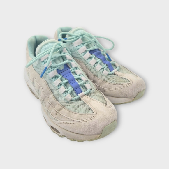 Nike Air Max 95 Womens Size 8.5 White Blue Athletic Running Walking Shoe Sneaker - Picture 2 of 9